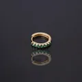 Gold hoop earring featuring inlaid round green zircons with a secure snap closure - Green Zirconia (323-8#)