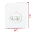 Strong transparent wall adhesive double hooks with 6cm x 6cm PVC square base - 6x6cm Frosted Semicircle Single Hook