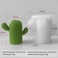 Cactus silicone mold for candles and resin crafts with size comparison and measurements - Extra Large Cactus H-0518