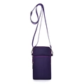 Mini purple crossbody phone bag with durable nylon material and dual zipper compartments - Purplish Red