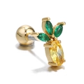 Colorful zircon pineapple cartilage stud earring with green and yellow gemstones - Pineapple