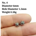 Close-up of 6mm Tibetan silver lantern bead with vintage floral relief for DIY jewelry - 4# (Diameter 6mm Hole 1.5mm)