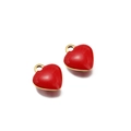 Ciondolo a cuore in smalto rosso con bordi dorati per gioielli collana donna DIY - Ciondolo a Cuore (F2294) / 8x9mm / Oro/Rosso