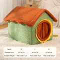 Grünes und oranges Sonnenblumen-Haustierhaus aus warmem Fleece für Hunde - S (Für Haustiere unter 3,5 kg) / Sonnenblumen-Hausnest