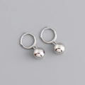 Sleek silver hoop earrings featuring polished metal spheres in a minimalist geometric style - Metal Ball - Silver