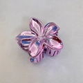 Elegant metallic pink plumeria hair claw clip for women featuring a glossy floral design - 12 Pcs Set (Approx. 8x7x4cm) / Purple