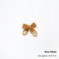 Khaki knitted bow hair clip with cute rabbit and carrot pattern for DIY gift decor - 1 Piece / Knitted Bow - Khaki