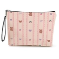 Beauty case rosa a righe con motivi a orsetto, chiusura a zip e cinturino da polso comodo - Stile Orso Con Fiocco Ciliegia Rosa (款式4)