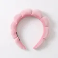 Plush pink padded headband for women with a unique quilted wave design and soft velvet texture - Velvet Headband / Pink