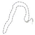 Silver stainless steel necklace with blue round beads and adjustable lobster clasp - Silver Chain Blue Beads (SL037)
