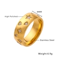 Anillo de acero inoxidable dorado pulido de 8mm con cristales de estrella y cuadrado - US 9 / Dorado