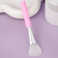 Pink silicone face mask applicator brush with flexible spatula head and silver ferrule - Slanted Tail Style D / Pink