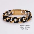 Dettaglio del bracciale a catena punk oro e nero con larghezza 18,5 mm e peso di 120 g - 18.5mm / Oro Nero