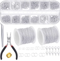 Silver jewelry making starter kit with lobster clasps, jump rings and repair tools - Silver