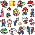 Detailed close-up of a Super Mario character embroidery patch set with vivid colorful stitching - W1wg-179-yt A Set Of 20