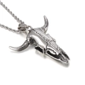 Collana con ciondolo teschio di toro in acciaio inossidabile argento punk con catena a fune - Ciondolo Teschio di Toro (KP53294-BD)
