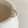 Elegant triple-layered gold ear cuff for women with a minimalist geometric hoop design - Multi-Circle Single Piece (867) / Gold