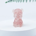 Miniature pink crystal Schnauzer dog figurine with detailed resin craft on display - 05 Watermelon Quartz