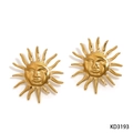Goldene Sonnen-Gesicht-Ohrringe aus poliertem Edelstahl für einen französischen Stil - Sonnen Gesicht Ohrringe (KD3193) / Gold