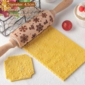31cm Christmas embossed wooden rolling pin with snowflake and ho ho ho patterns - Christmas Style F