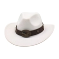 Chapeau de cowboy blanc en feutre de laine avec bande en cuir et boucle d'aigle - Blanc