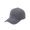Detail view of washed dark gray cotton baseball cap with vintage distressed texture - Gray