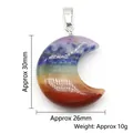 Polished moon-shaped layered natural crystal chakra stone pendant with metal bail - 30mm Moon Pendant