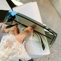 Oversized rimless square sunglasses with teal gradient lenses and metal rivet details - Gold Frame Gradient Green