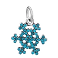 Sparkling snowflake charm pendant with blue crystals and silver-plated metal setting - Blue Snowflake Pendant (#25)