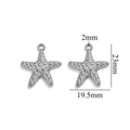Silver stainless steel starfish pendant for jewelry making with 23mm size dimensions - Steel Color Starfish-520