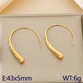Minimalist geometric curved gold line earrings in polished stainless steel for women - Thin Gold Style (KE116274-KFC)