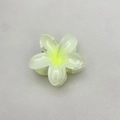 Translucent pale green plumeria hair claw clip with yellow gradient center on gray fabric - Small (Approx. 4x3.6x2.6cm) / Fluorescent Green