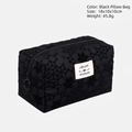 Black floral lace cosmetic bag, large capacity 18x10x10cm travel makeup pouch organizer - Pillow Bag / Black Pillow Bag
