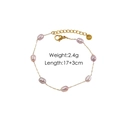 Bracciale minimalista in acciaio al titanio placcato oro 14K con otto perle rosa viola - Bracciale / Oro + Perla Viola Rosata