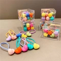 Set di elastici per capelli colorati a forma di cuore per bambine con scatola trasparente - Elastici per capelli a cuore multicolore * 10 pezzi