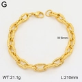 Chunky gold 18K plated stainless steel U-shaped chain bracelet for women 8mm wide - Gold Style 5-Chunky Textured Link