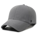 Graue Twill-Baseballkappe mit rechteckigem JW-Metalllogo an der Seite und gebogenem Schirm - Verstellbar / Hellgrau