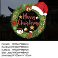 Christmas wreath static window decal with Merry Christmas text and snowman design - Wreath Christmas Hat