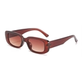 Retro rectangle sunglasses with translucent tea brown frames and gradient lenses - Tea Frame Tea Lens