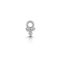 Three-stone cluster zircon pendant with silver metal loop for charm jewelry making - CC035 Three Diamond Triangle / White Gold