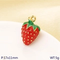 Red and green strawberry 304 stainless steel pendant charm for DIY necklaces 17x11mm - Red Strawberry Medium Style (KLJ10199-ZLA)