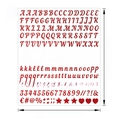 Detailed size chart for red glitter alphabet and number stickers set with 0.5 inch height - Red Glitter