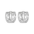 Matte silberne S925 Sterling Silber Creolen mit hohlem quadratischem Musterdesign - 925er Silber / Silber