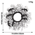 Black Halloween wreath with glitter bat and twig design, 19.69 inch diameter display - Black Branch Bat Wreath