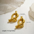 Polished 18K gold large knot earrings shown with precise size and weight measurements - Large Knot Style