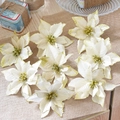 Poinsettia kerstbloem in crèmewit met gouden glitters voor feestelijke decoraties - Set van 8 / Goud