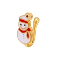 Christmas snowman fake nose ring with red gem and enamel gold non-piercing U-shape clip - 02 KC Gold Smiling Snowman (WG-0079)