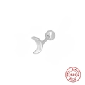 Polierter S925 Sterlingsilber Mond Knorpel Ohrstecker mit Schraubverschluss auf weißem Grund - Einzelner Polierter Mond / Silber