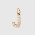 Sparkling gold-plated letter J pendant with inlaid cubic zirconia for jewelry making - Letter J - Gold