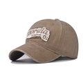 Close-up of Florida Original embroidery on vintage washed cotton baseball cap - Adjustable / Florida Khaki